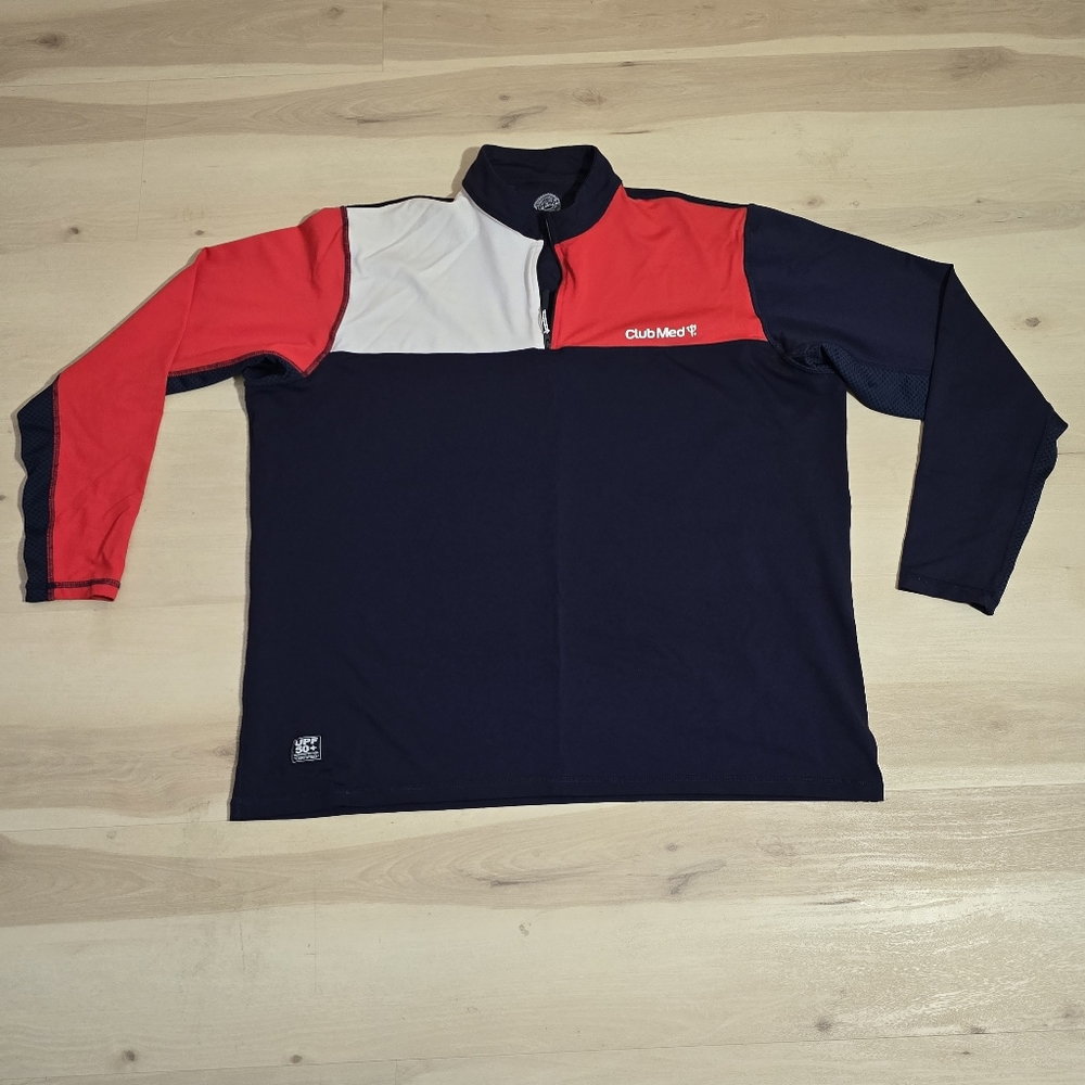 Full Protek UPF50 Quarter Zip Multicolor ClubMed Cancun LongSleeve Shirt Men XXL